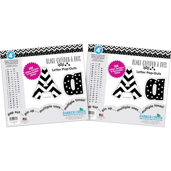 Barker Creek Black Chevron & Dots 4" Letter Pop-Outs, 510/Set 3643 - main